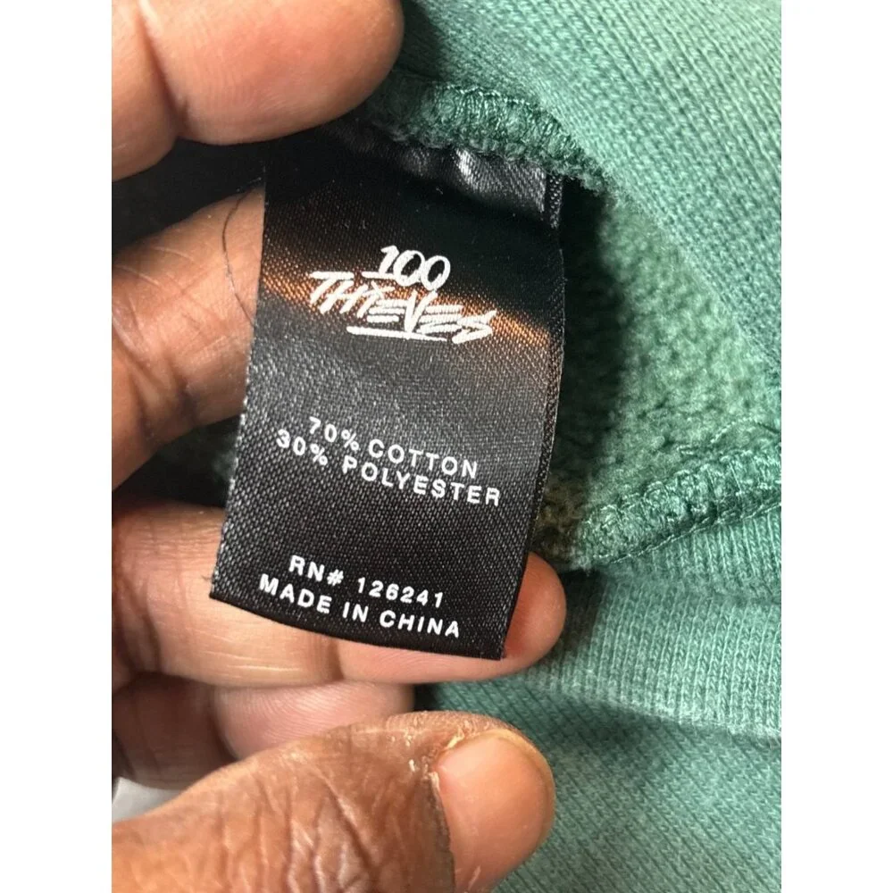 100 Thieves Green & Orange Hoodie‎ With Pocket And Drawstring